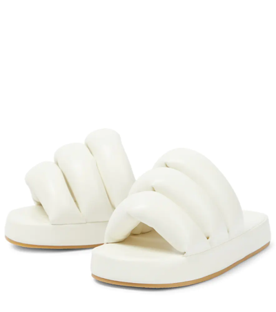 Shop Stand Studio Keira Flat Faux Leather Sandals In White