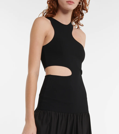 Shop Stella Mccartney Asymmetric Cutout Midi Dress In Black