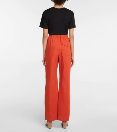 Shop Stella Mccartney High-rise Cotton Twill Cargo Pants In Chilli Red