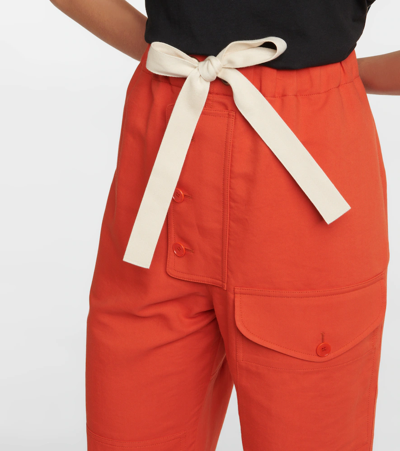 Shop Stella Mccartney High-rise Cotton Twill Cargo Pants In Chilli Red