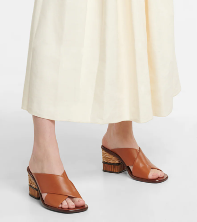 Shop Chloé Laila Leather Sandals In Ochre Delight