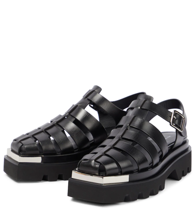 Shop Peter Do Leather Platform Sandals In Black