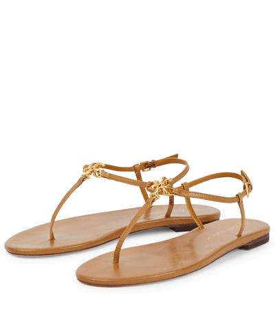 Shop Tory Burch Capri Leather Thong Sandals In Toasted Bark