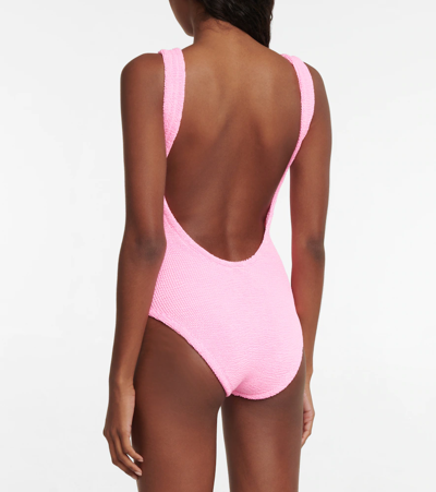 Shop Hunza G Square Neck Swimsuit In Bubblegum