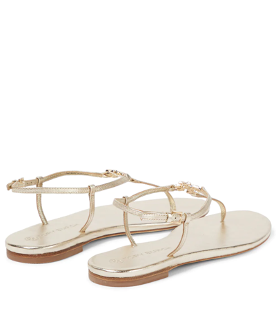 Shop Tory Burch Capri Metallic Leather Thong Sandals In Spark Gold