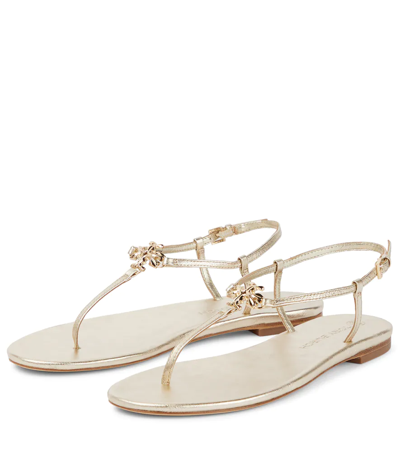 Shop Tory Burch Capri Metallic Leather Thong Sandals In Spark Gold