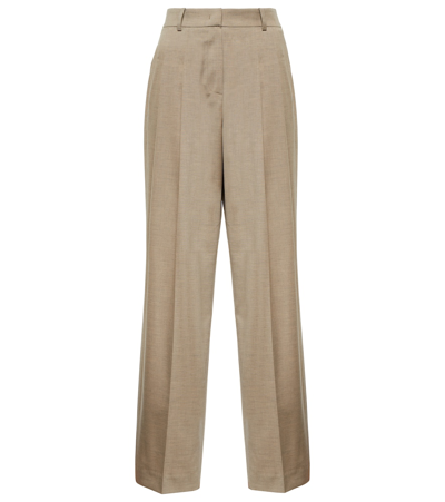 Shop The Frankie Shop Gelso High-rise Wide-leg Pants In Taupe Melange