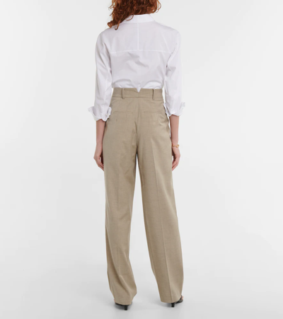 Shop The Frankie Shop Gelso High-rise Wide-leg Pants In Taupe Melange