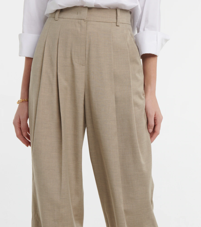 Shop The Frankie Shop Gelso High-rise Wide-leg Pants In Taupe Melange