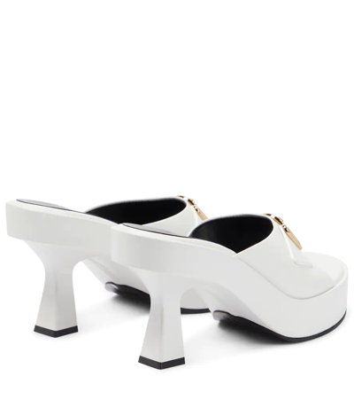 Shop Versace Medusa Biggie Leather Sandals In Bianco Oro