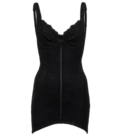 Shop Balenciaga Lace Corset Minidress In Black