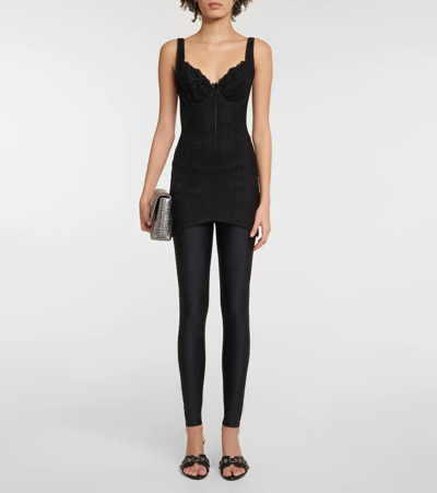 Shop Balenciaga Lace Corset Minidress In Black