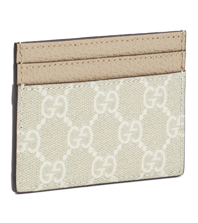 Shop Gucci Ophidia Leather Card Holder In Beige M.whi/oatm/vrv