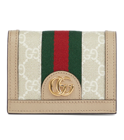 Shop Gucci Ophidia Gg Leather Wallet In Beige M.whi/oatm/vrv