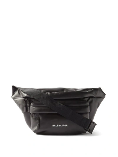 Puffy Leather Belt Bag In Black