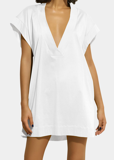 Shop Eres Renee V-neck Short-sleeve Coverup T-shirt In Noir