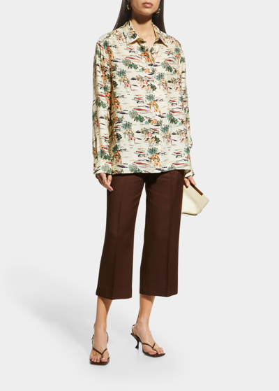 Shop Khaite Garo Tiger-print Twill Top In Natural / Multi