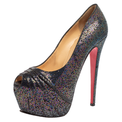 Pre-owned Christian Louboutin Multicolor Glitter Fabric Highness Pumps Size 39.5
