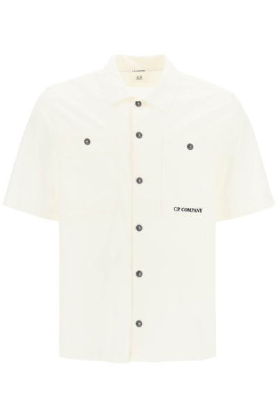 Shop C.p. Company Cp Company Ripstop Cotton Shirt In White