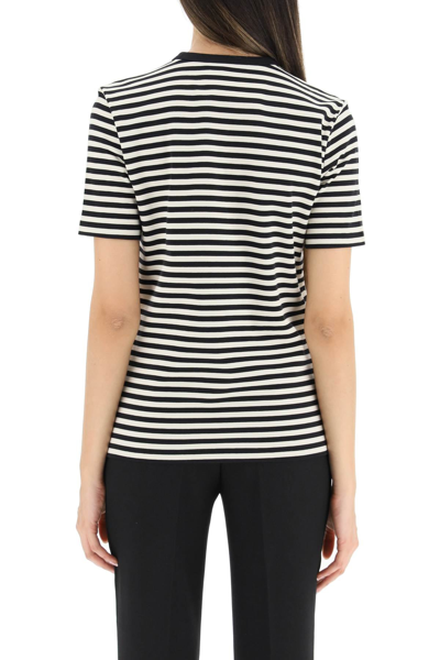 Shop Tory Burch 'double T' Striped T-shirt In Mixed Colours