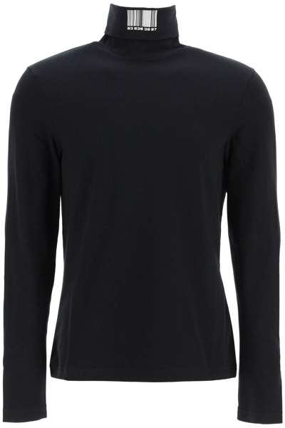 Shop Vtmnts High Neck Sweater With Barcode Logo In Black