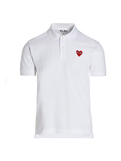 Shop Comme Des Garçons Play Logo Polo Shirt In White