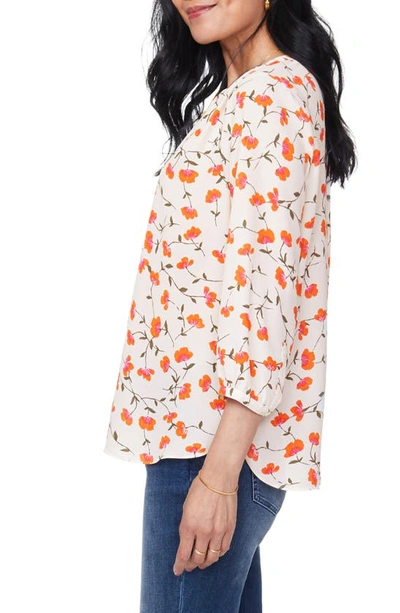 Shop Nydj High/low Crepe Blouse In Sweethearts