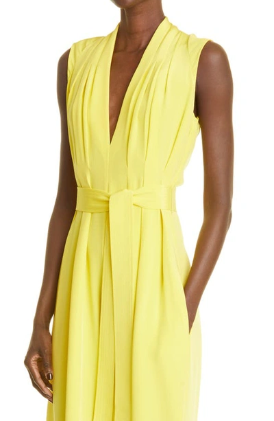 Shop Adam Lippes Belted Silk Crepe Jumpsuit In Citron