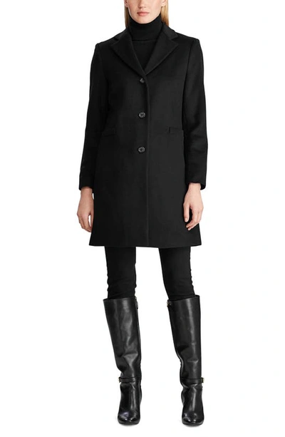Shop Lauren Ralph Lauren Wool Blend Car Coat In Black