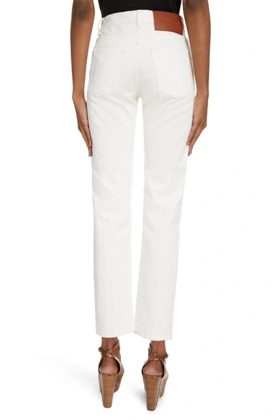 Shop Victoria Beckham Olivia Straight Leg Button Fly Jeans In Off White Rinse