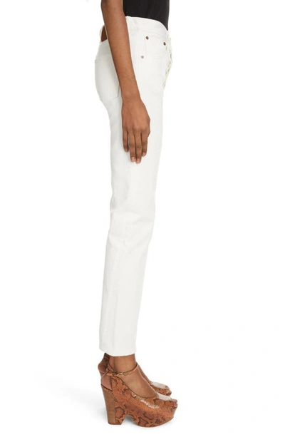 Shop Victoria Beckham Olivia Straight Leg Button Fly Jeans In Off White Rinse