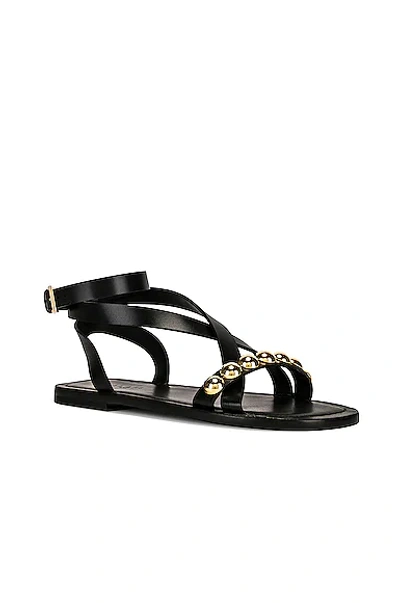 Shop Alaïa Flat Ankle Strap Sandals In Noir