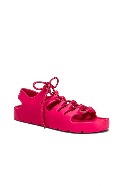 Bottega Veneta Jelly Lace Up Sandals In Cranberry