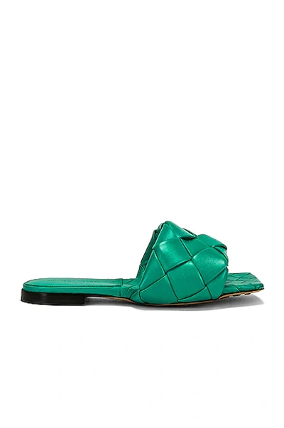 Shop Bottega Veneta Lido Flat Sandals In Acid Turquoise