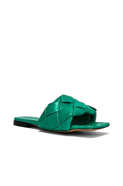 Shop Bottega Veneta Lido Flat Sandals In Acid Turquoise