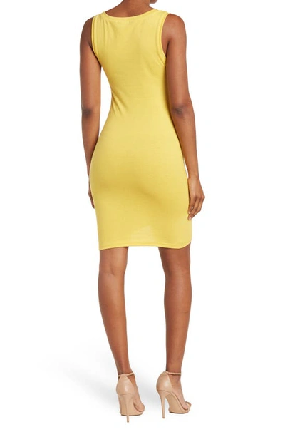 Shop Leith Ruched Body-con Sleeveless Dress In Yellow Bamboo