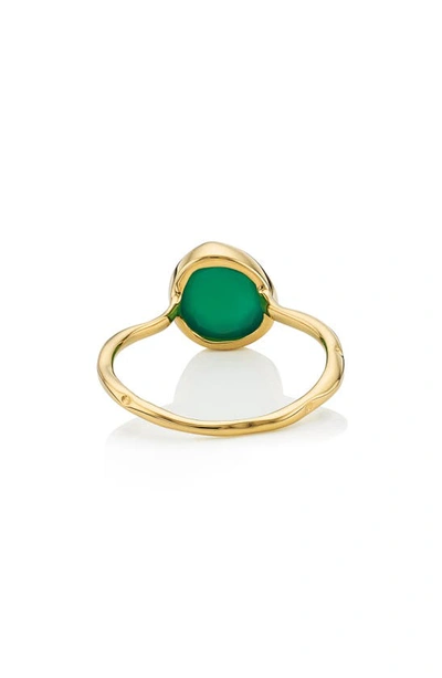 Shop Monica Vinader Siren Semiprecious Stone Stacking Ring In Green Onyx/ Yellow Gold