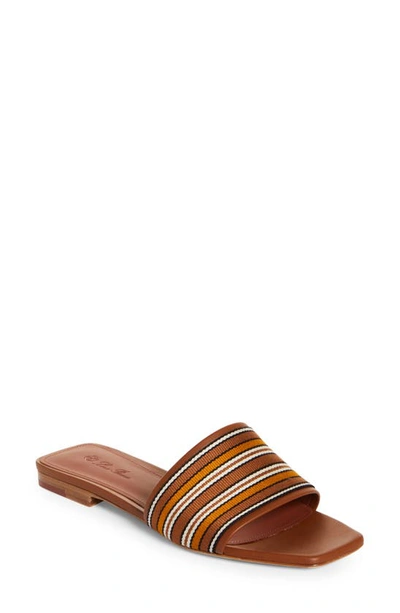 Shop Loro Piana Suitcase Stripe Slide Sandal In Nero/ Beige/ Ruggine/ Senape