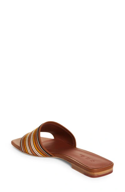 Shop Loro Piana Suitcase Stripe Slide Sandal In Nero/ Beige/ Ruggine/ Senape