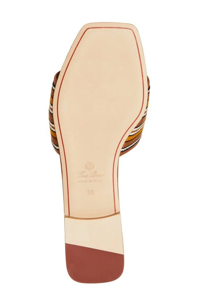 Shop Loro Piana Suitcase Stripe Slide Sandal In Nero/ Beige/ Ruggine/ Senape