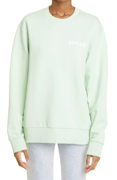 Shop Stella Mccartney New Stella Cotton Logo Sweatshirt In 3212 Light Pistachio
