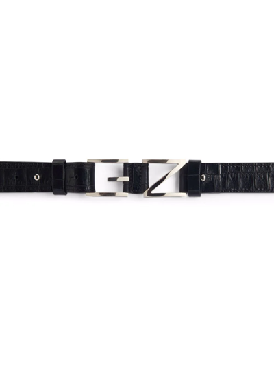 Shop Giuseppe Zanotti Gz Block Crocodile-effect Belt In Black