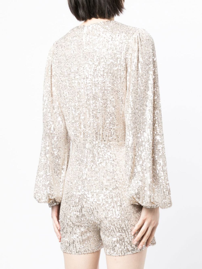 Shop In The Mood For Love Sequinned Long-sleeve Playsuit In Silber