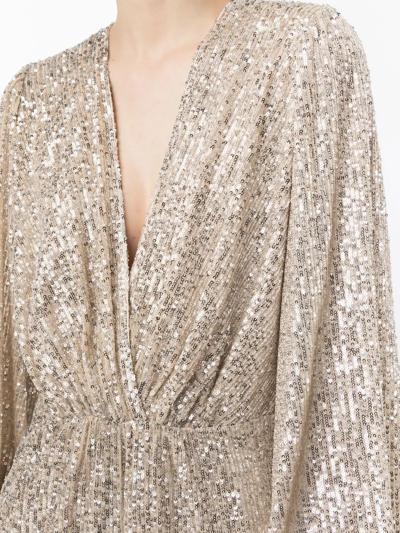 In The Mood For Love Sequinned Long-sleeve Playsuit In Silber