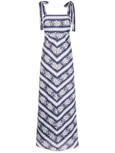 Shop Alice Mccall Flower Chain-print Midi Dress In Blue