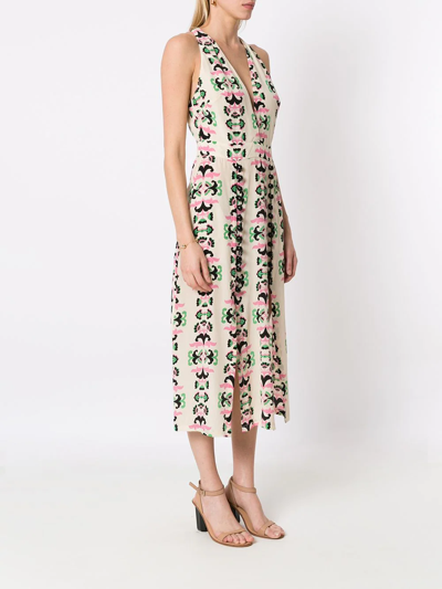 Shop Adriana Degreas Graphic-print Midi Dress In Neutrals
