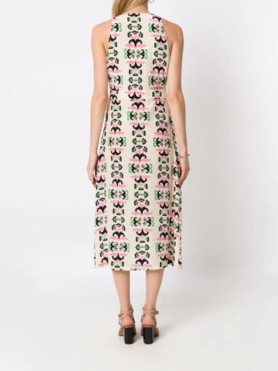 Shop Adriana Degreas Graphic-print Midi Dress In Neutrals