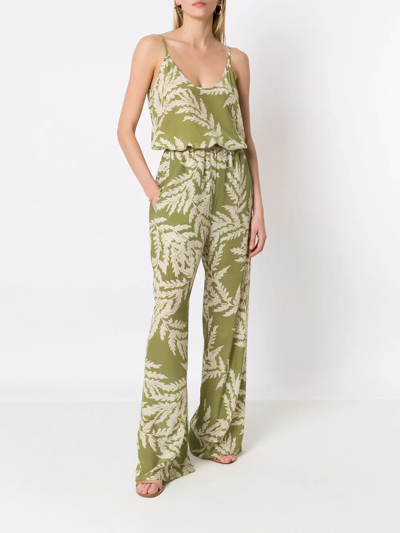Shop Adriana Degreas Leaf-print Top In Green