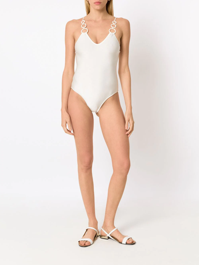 Shop Adriana Degreas Hoop-detail Swimsuit In White