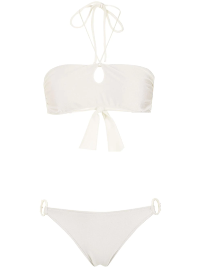 Shop Adriana Degreas Hoop-detail Bikini Set In White